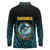 Bahamas Coat of Arms and Flag Long Sleeve Polo Shirt with Blue Coral Pattern and Marlin Crest - Wonder Print Shop