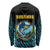 Bahamas Coat of Arms and Flag Long Sleeve Shirt with Blue Coral Pattern and Marlin Crest - Wonder Print Shop