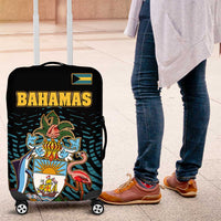 Bahamas Coat of Arms and Flag Luggage Cover with Blue Coral Pattern and Marlin Crest - Wonder Print Shop