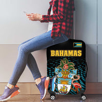 Bahamas Coat of Arms and Flag Luggage Cover with Blue Coral Pattern and Marlin Crest - Wonder Print Shop