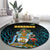 Bahamas Coat of Arms and Flag Round Carpet with Blue Coral Pattern and Marlin Crest - Wonder Print Shop