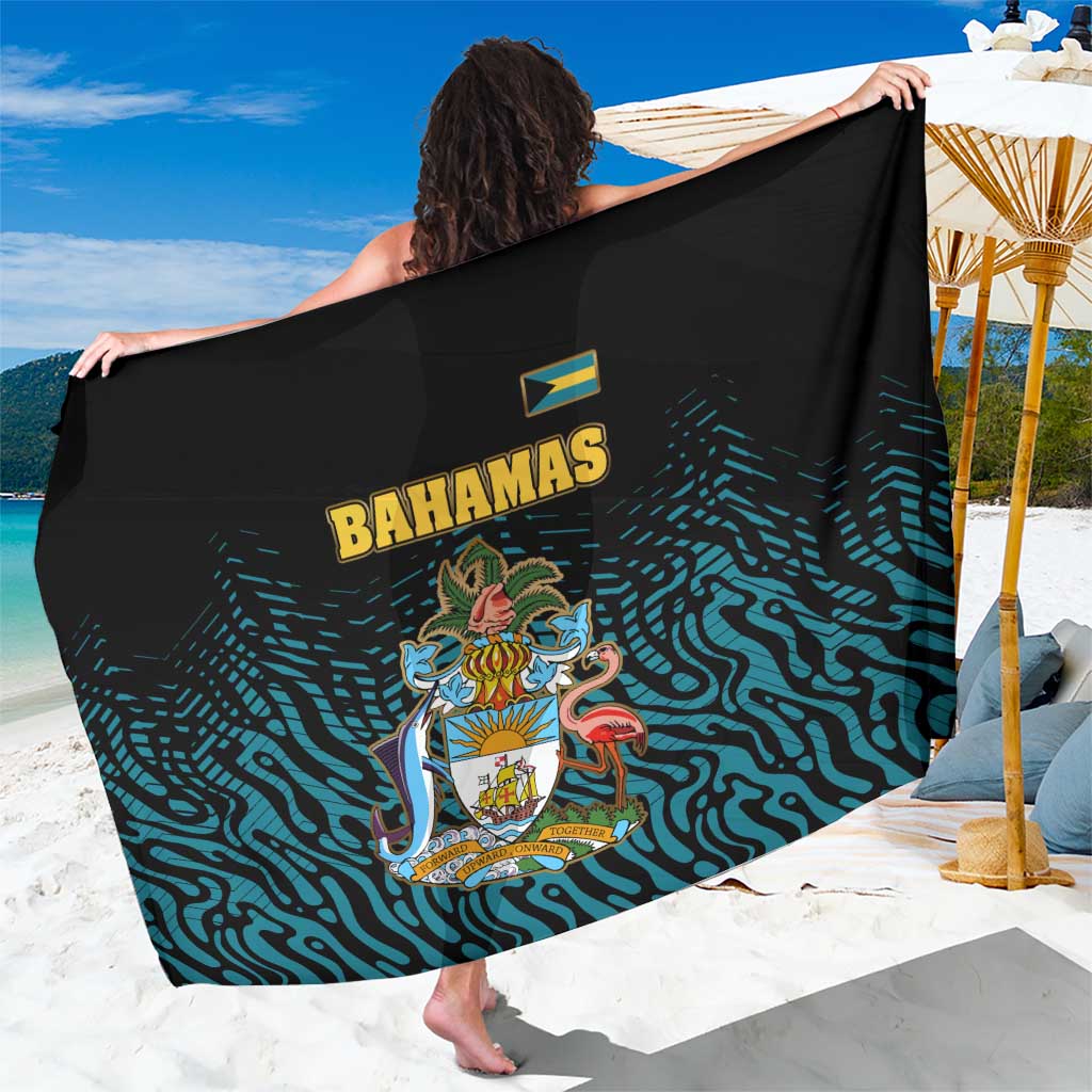 Bahamas Coat of Arms and Flag Sarong with Blue Coral Pattern and Marlin Crest - Wonder Print Shop