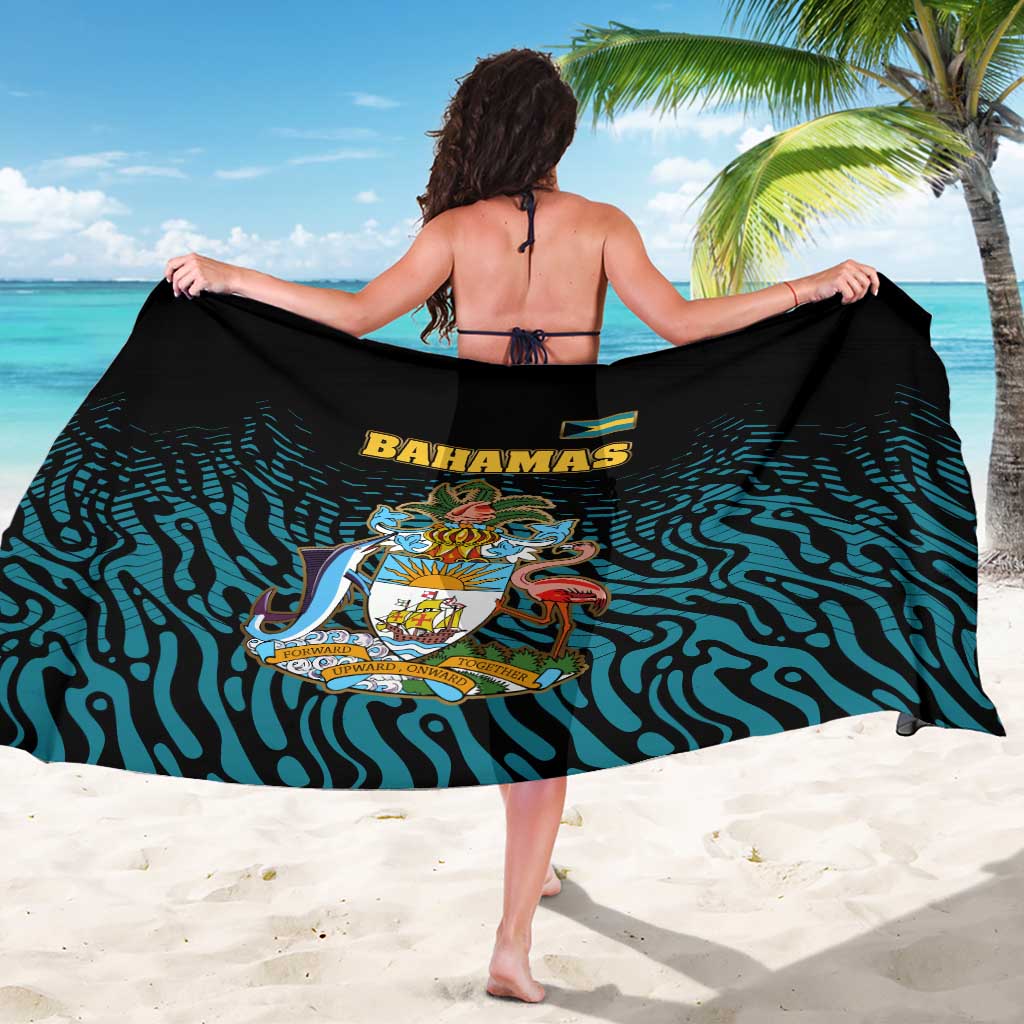 Bahamas Coat of Arms and Flag Sarong with Blue Coral Pattern and Marlin Crest - Wonder Print Shop