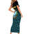 Bahamas Coat of Arms and Flag Short Sleeve Bodycon Dress with Blue Coral Pattern and Marlin Crest - Wonder Print Shop