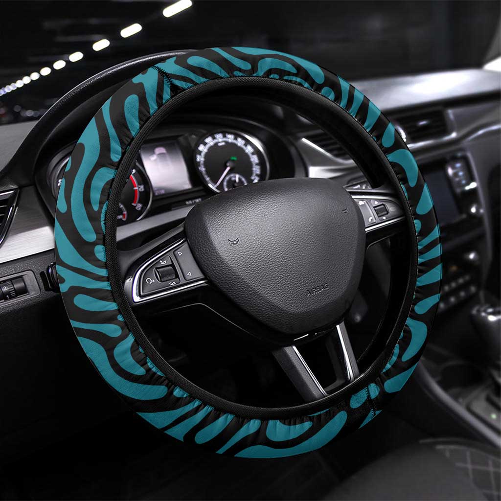 Bahamas Coat of Arms and Flag Steering Wheel Cover with Blue Coral Pattern and Marlin Crest - Wonder Print Shop