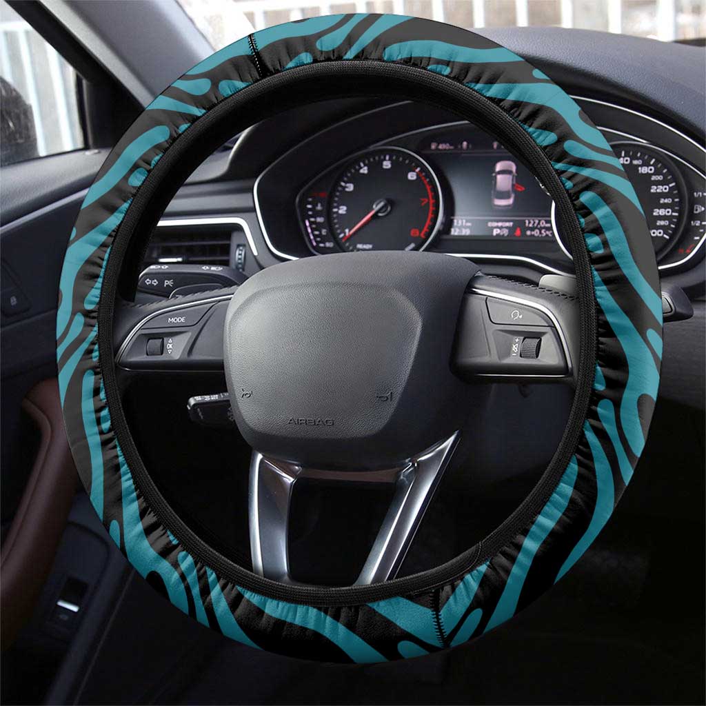 Bahamas Coat of Arms and Flag Steering Wheel Cover with Blue Coral Pattern and Marlin Crest - Wonder Print Shop