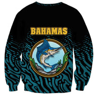 Bahamas Coat of Arms and Flag Sweatshirt with Blue Coral Pattern and Marlin Crest - Wonder Print Shop