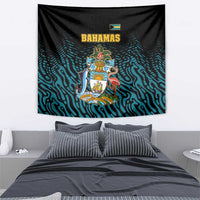 Bahamas Coat of Arms and Flag Tapestry with Blue Coral Pattern and Marlin Crest - Wonder Print Shop