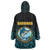 Bahamas Coat of Arms and Flag Wearable Blanket Hoodie with Blue Coral Pattern and Marlin Crest - Wonder Print Shop