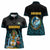 Bahamas Coat of Arms and Flag Women Polo Shirt with Blue Coral Pattern and Marlin Crest - Wonder Print Shop