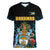 Bahamas Coat of Arms and Flag Women V-Neck T-Shirt with Blue Coral Pattern and Marlin Crest - Wonder Print Shop