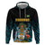 Bahamas Coat of Arms and Flag Zip Hoodie with Blue Coral Pattern and Marlin Crest - Wonder Print Shop