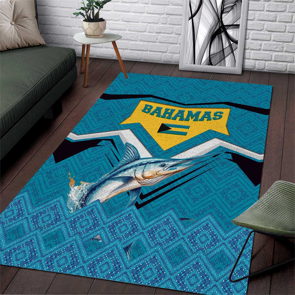 Bahamas Area Rug with Blue Marlin Fish Tribal Chevron Flag Spirit