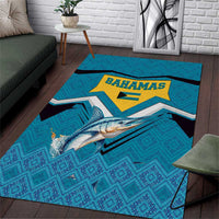 Bahamas Area Rug with Blue Marlin Fish Tribal Chevron Flag Spirit