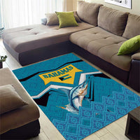Bahamas Area Rug with Blue Marlin Fish Tribal Chevron Flag Spirit