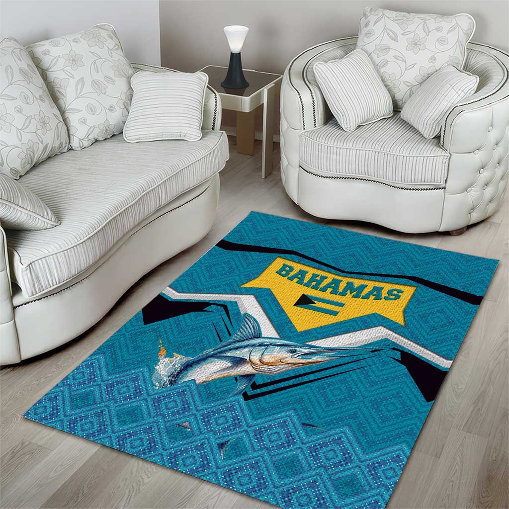 Bahamas Area Rug with Blue Marlin Fish Tribal Chevron Flag Spirit