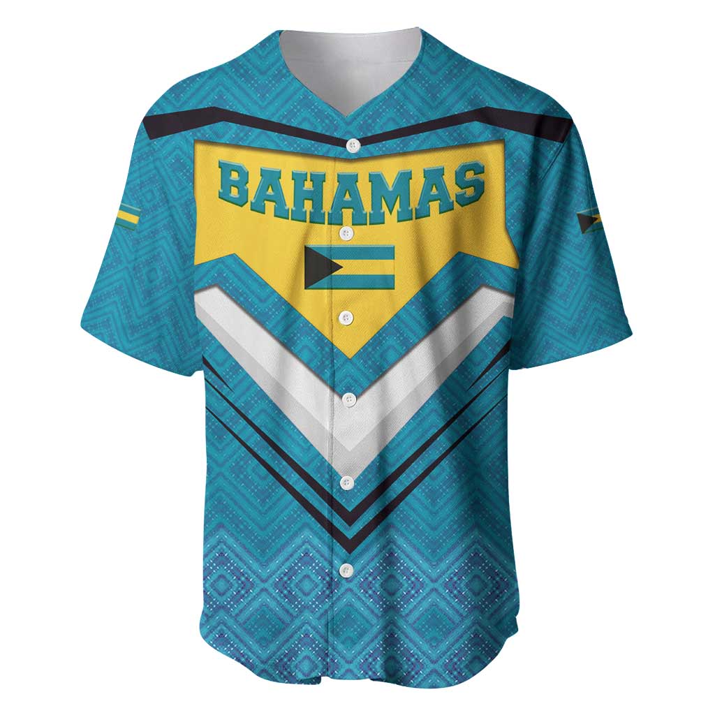 Bahamas Baseball Jersey with Blue Marlin Fish Tribal Chevron Flag Spirit