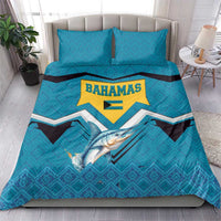 Bahamas Bedding Set with Blue Marlin Fish Tribal Chevron Flag Spirit