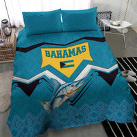 Bahamas Bedding Set with Blue Marlin Fish Tribal Chevron Flag Spirit