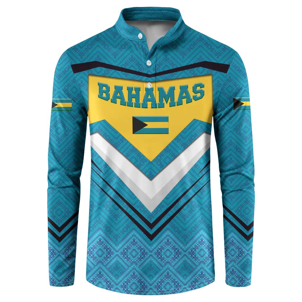 Bahamas Button Sweatshirt with Blue Marlin Fish Tribal Chevron Flag Spirit