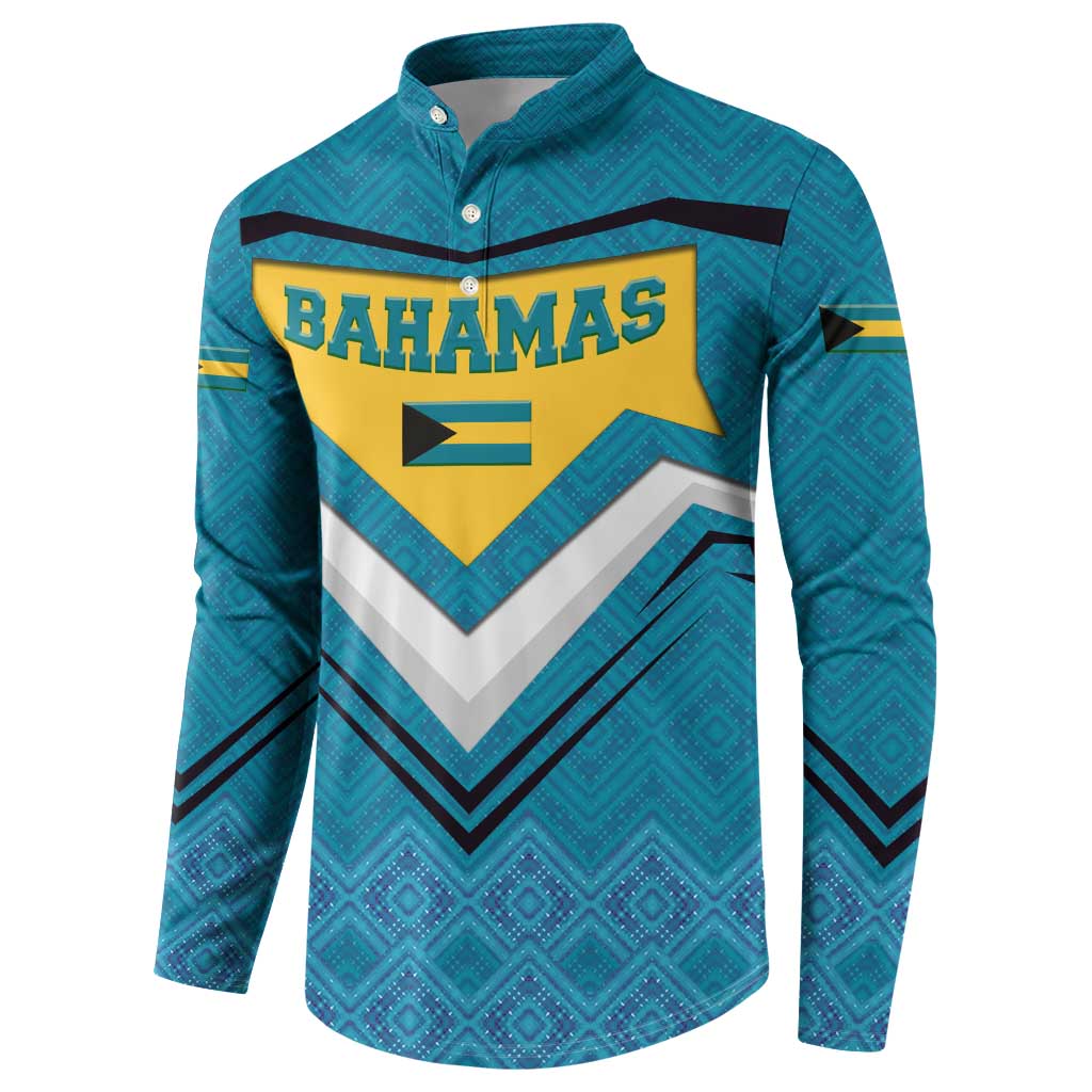 Bahamas Button Sweatshirt with Blue Marlin Fish Tribal Chevron Flag Spirit