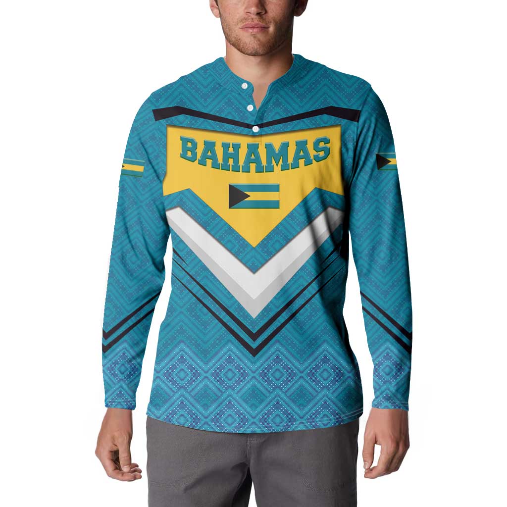 Bahamas Button Sweatshirt with Blue Marlin Fish Tribal Chevron Flag Spirit