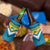 Bahamas 4 in 1 Can Cooler Tumbler with Blue Marlin Fish Tribal Chevron Flag Spirit