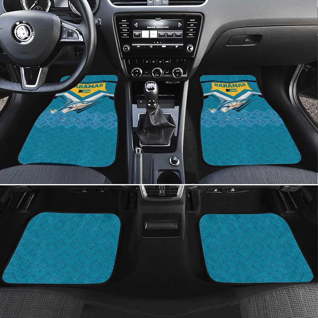 Bahamas Car Mats with Blue Marlin Fish Tribal Chevron Flag Spirit