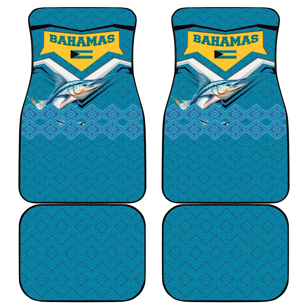 Bahamas Car Mats with Blue Marlin Fish Tribal Chevron Flag Spirit