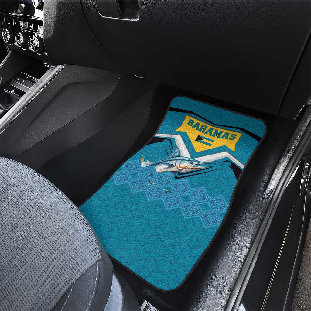 Bahamas Car Mats with Blue Marlin Fish Tribal Chevron Flag Spirit
