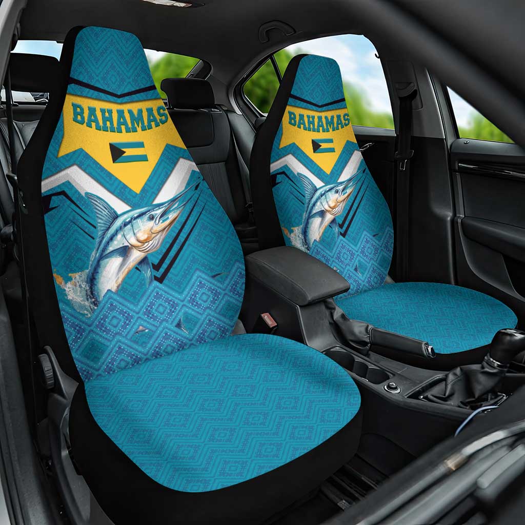 Bahamas Car Seat Cover with Blue Marlin Fish Tribal Chevron Flag Spirit