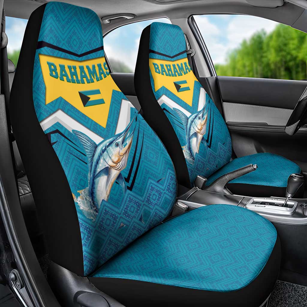 Bahamas Car Seat Cover with Blue Marlin Fish Tribal Chevron Flag Spirit