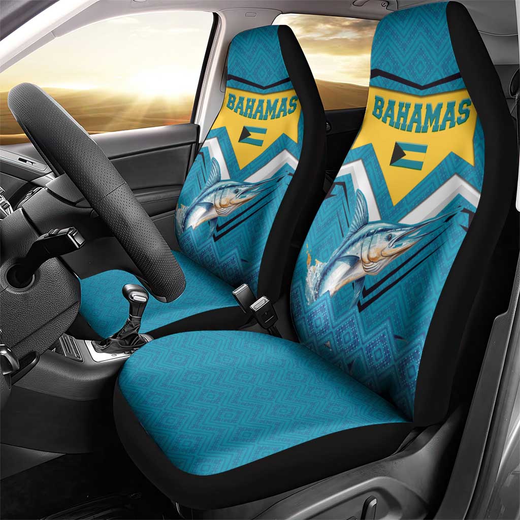Bahamas Car Seat Cover with Blue Marlin Fish Tribal Chevron Flag Spirit