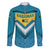 Bahamas Family Matching Long Sleeve Bodycon Dress and Hawaiian Shirt with Blue Marlin Fish Tribal Chevron Flag Spirit