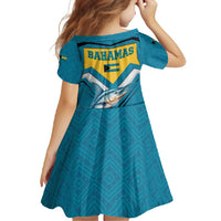 Bahamas Family Matching Off Shoulder Maxi Dress and Hawaiian Shirt with Blue Marlin Fish Tribal Chevron Flag Spirit