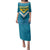 Bahamas Family Matching Puletasi and Hawaiian Shirt with Blue Marlin Fish Tribal Chevron Flag Spirit
