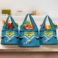 Bahamas Grocery Bag with Blue Marlin Fish Tribal Chevron Flag Spirit