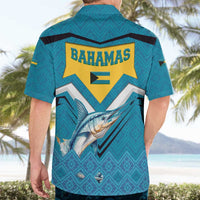 Bahamas Hawaiian Shirt with Blue Marlin Fish Tribal Chevron Flag Spirit