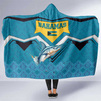Bahamas Hooded Blanket with Blue Marlin Fish Tribal Chevron Flag Spirit