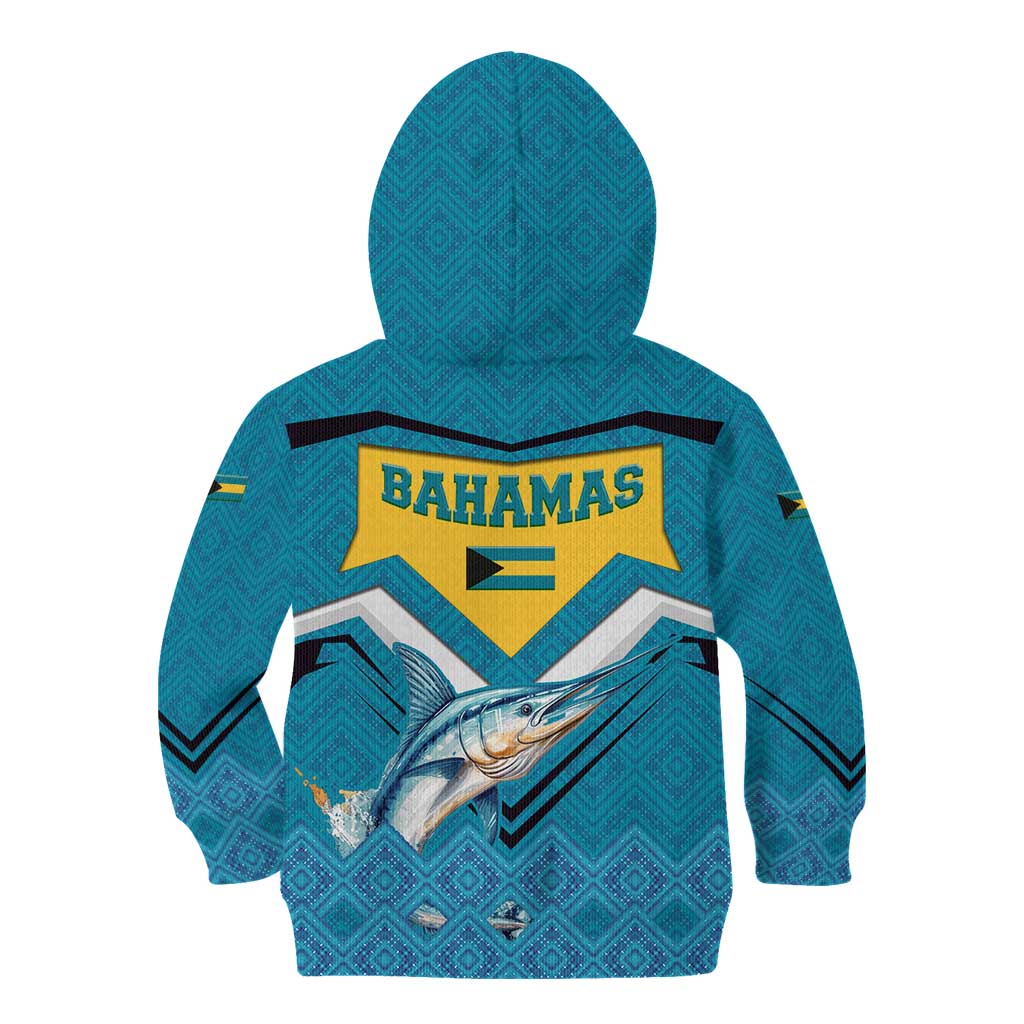 Bahamas Kid Hoodie with Blue Marlin Fish Tribal Chevron Flag Spirit