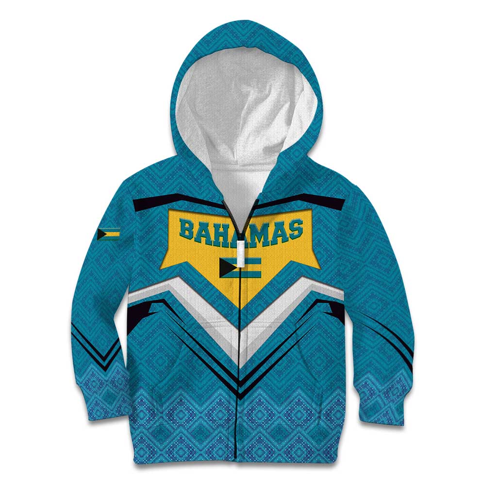 Bahamas Kid Hoodie with Blue Marlin Fish Tribal Chevron Flag Spirit