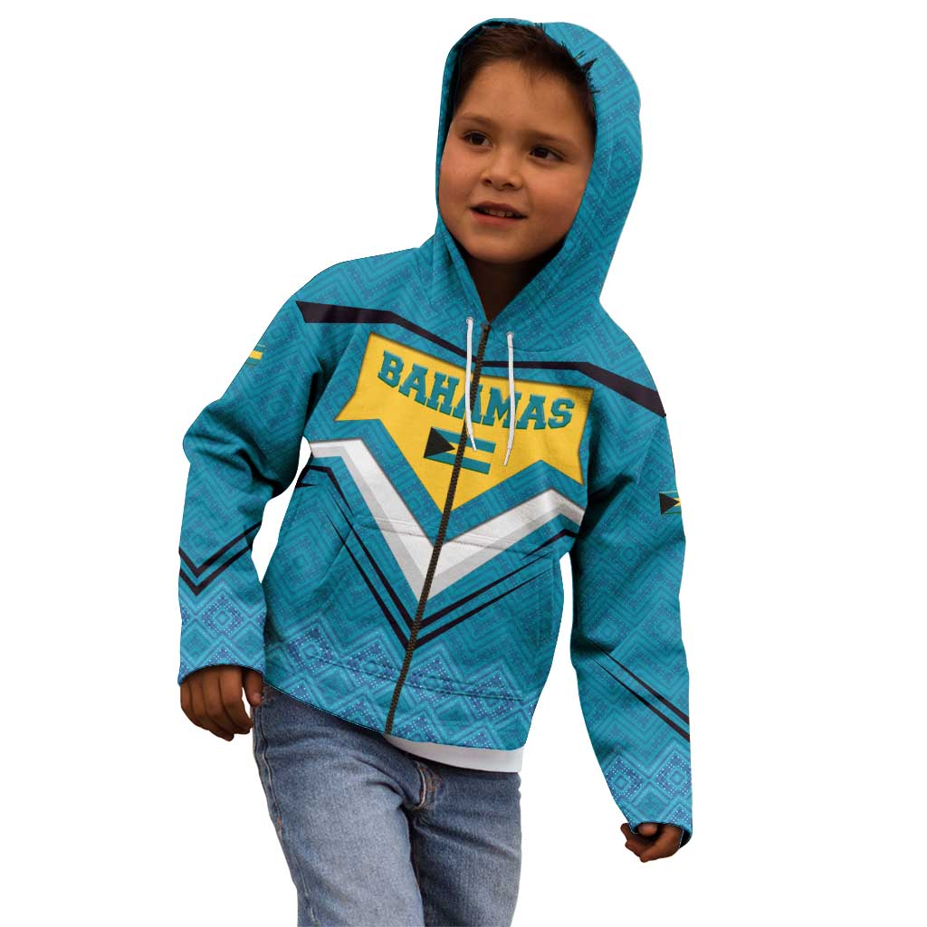 Bahamas Kid Hoodie with Blue Marlin Fish Tribal Chevron Flag Spirit