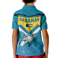Bahamas Kid Polo Shirt with Blue Marlin Fish Tribal Chevron Flag Spirit