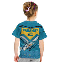 Bahamas Kid T Shirt with Blue Marlin Fish Tribal Chevron Flag Spirit