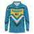 Bahamas Long Sleeve Polo Shirt with Blue Marlin Fish Tribal Chevron Flag Spirit