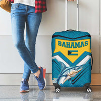 Bahamas Luggage Cover with Blue Marlin Fish Tribal Chevron Flag Spirit