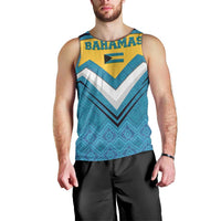 Bahamas Men Tank Top with Blue Marlin Fish Tribal Chevron Flag Spirit