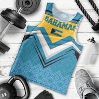 Bahamas Men Tank Top with Blue Marlin Fish Tribal Chevron Flag Spirit