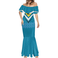 Bahamas Mermaid Dress with Blue Marlin Fish Tribal Chevron Flag Spirit