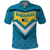 Bahamas Polo Shirt with Blue Marlin Fish Tribal Chevron Flag Spirit